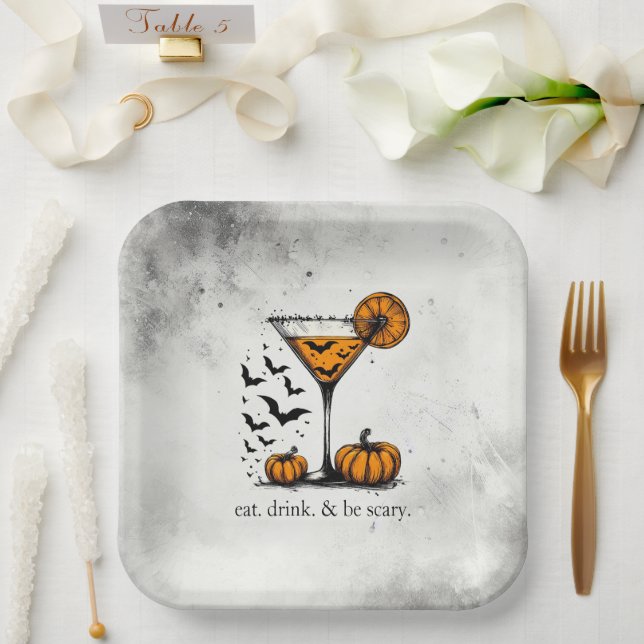 Pumpkin Martini Pappteller (Hochzeit)