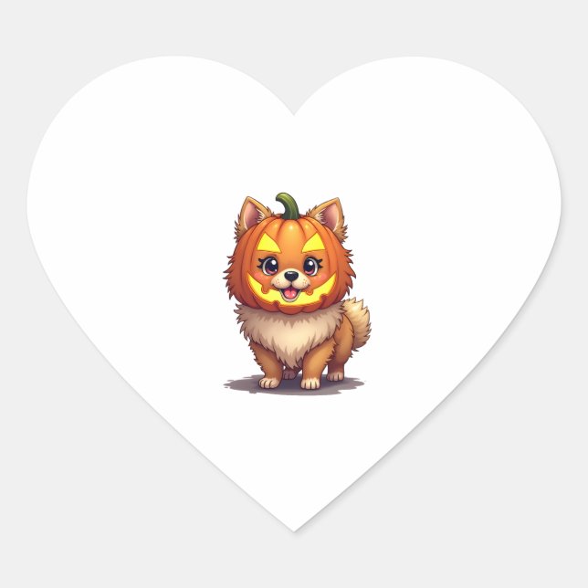 Pumpkin Mask Spitz Dog Herz-Aufkleber (Vorderseite)