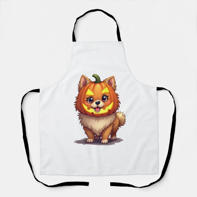 Pumpkin Mask Spitz Dog Schürze (Vorderseite)