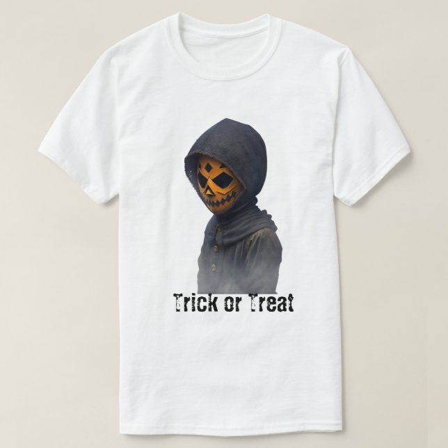 Pumpkin Mask Trick oder Treat T - Shirt (Design vorne)
