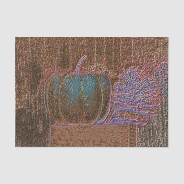 Pumpkin Metallic Aquamarin Gold Lila Fall Seidenpapier (Vorderseite)