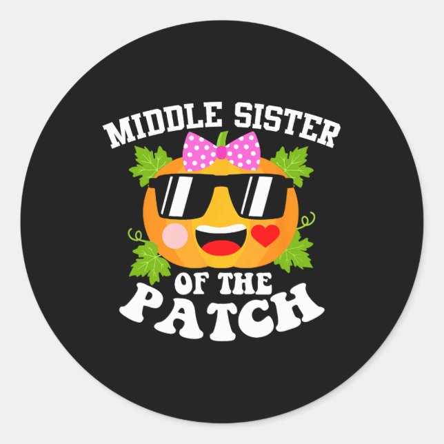 Pumpkin Middle Schwester des Patch Fun Halloween Runder Aufkleber (Vorderseite)