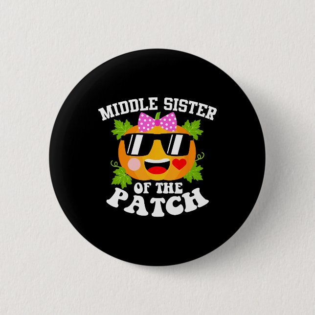 Pumpkin Middle Schwester des Patches Funny Hallowe Button (Vorderseite)