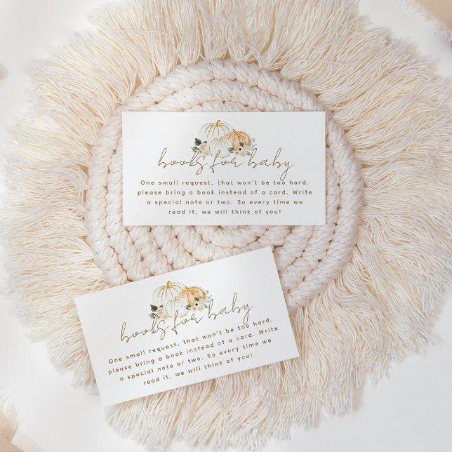 Pumpkin Minimalistisch Modern Fall Babydusche Buch Begleitkarte (Von Creator hochgeladen)