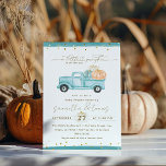 Pumpkin Minimalistisch Modern Fall Babydusche Einladung<br><div class="desc">Dieses minimalistische, einfache und moderne Aquarell Pumpkin Truck Falldesign ist perfekt für eine Babydusche. Das Design besticht durch einen bezaubernden, blauen LKW im Vintagen Stil, der mit Kürbissen gefüllt ist. Die Aquarelltechnik verleiht dem Gesamtdesign eine weiche und künstlerische Touch. Das Gesamtbild ist schlicht und minimalistisch. Das Fehlen übermäßig komplizierter Details...</div>