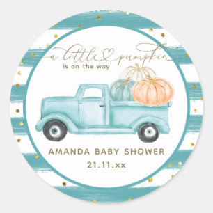 Pumpkin Minimalistisch Modern Fall Babydusche Runder Aufkleber
