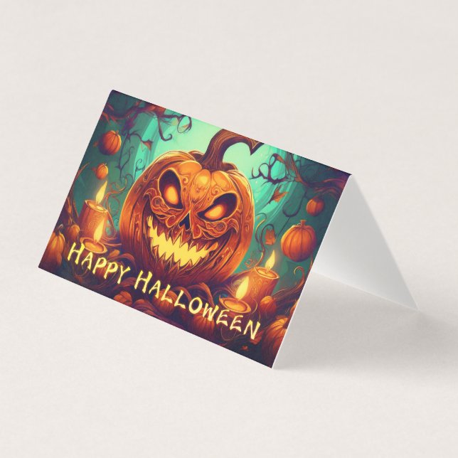 Pumpkin mit Beängstigendem Gesicht unter Kerzen, H (Vorderseite)