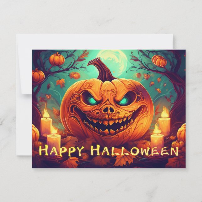 Pumpkin mit Beängstigendem Gesicht unter Kerzen, H (Vorderseite)