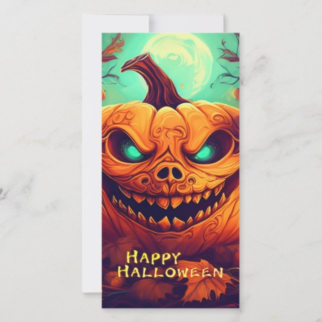 Pumpkin mit Beängstigendem Gesicht unter Kerzen, H (Vorderseite)