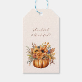 Pumpkin mit Blume dankbar und dankbar Geschenkanhänger