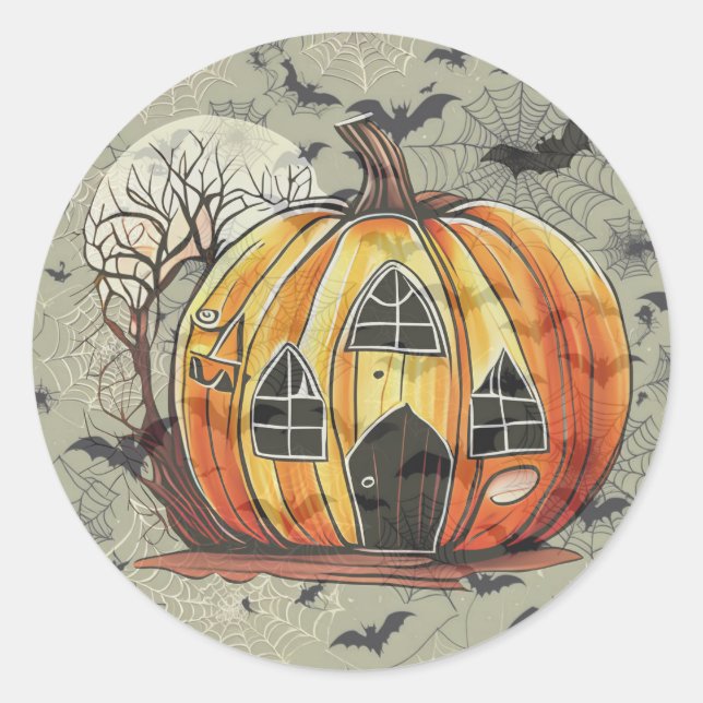 Pumpkin mit Fledermäuse-Tasse Runder Aufkleber (Vorderseite)
