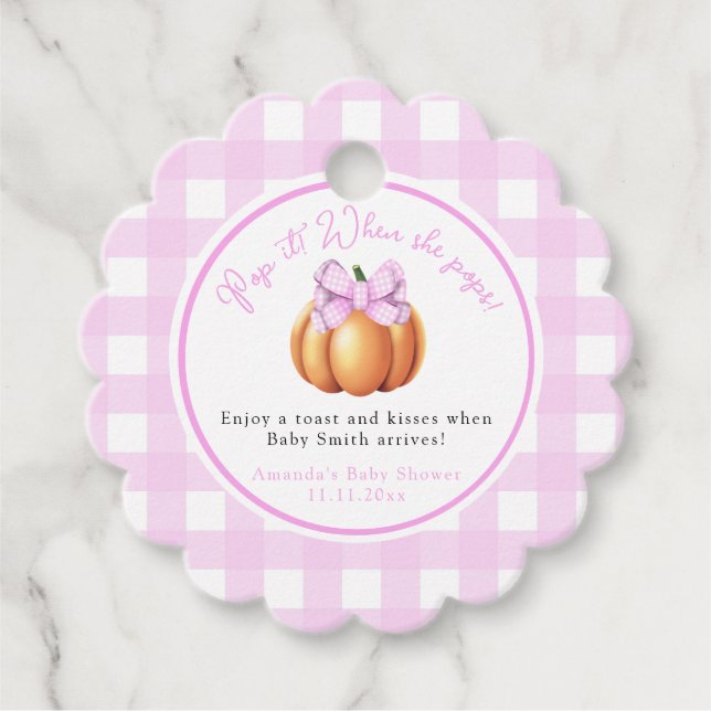 Pumpkin mit rosa Bogen Pop es! Wenn sie Pop Geschenkanhänger (Vorderseite)