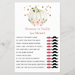 Pumpkin Mommy oder Daddy Girl Fall Baby Showspiel Flyer