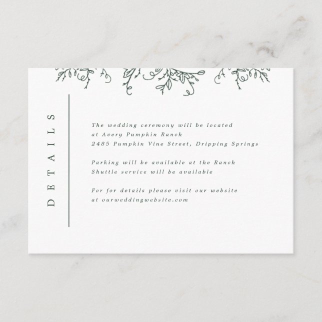 Pumpkin-Monogramm-Hochzeiteinsatz Begleitkarte (Vorderseite)