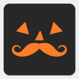 Pumpkin Mustache Halloween Quadratischer Aufkleber