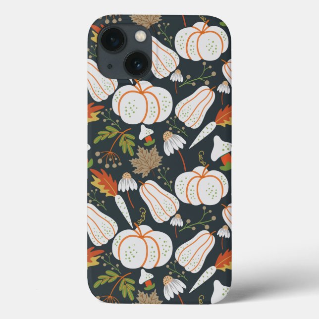 Pumpkin nahtloses Muster schwarz-weiß Case-Mate iPhone Hülle (Rückseite)