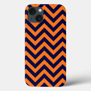 Pumpkin, Navy Blue Large Zickzack ZigZag Muster title_seo2