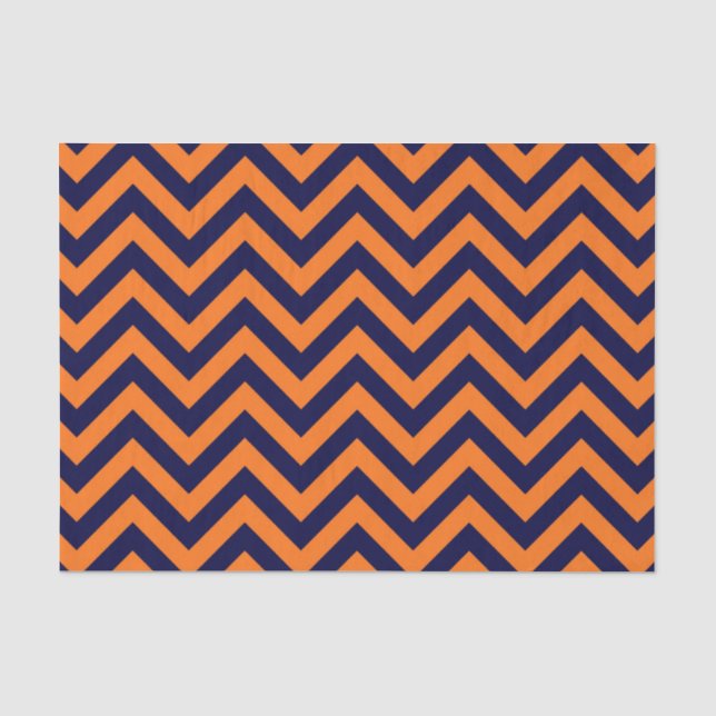 Pumpkin, Navy Blue Large Zickzack ZigZag Muster Seidenpapier (Vorderseite)