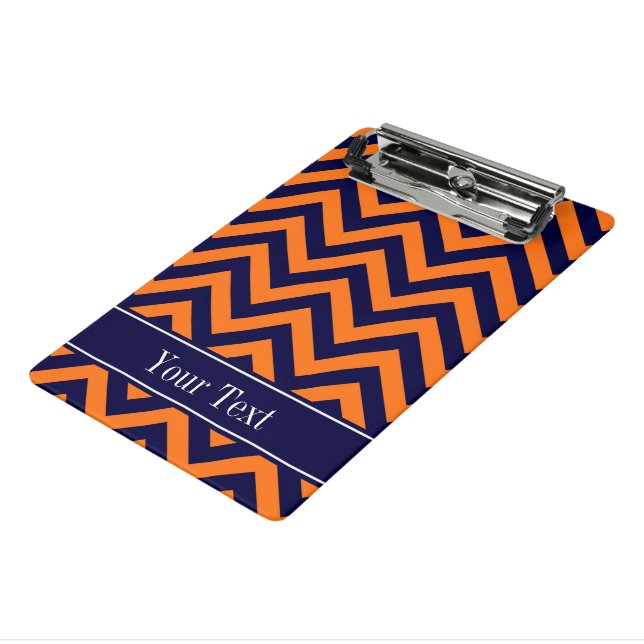 Pumpkin Navy LG Zickzack Navy Blue Name Monogram Mini Klemmbrett (Gewinkelt3)