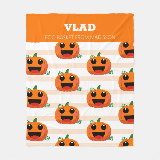 Pumpkin Niedlich Halloween Boo Basket Fleecedecke (Vorderseite)