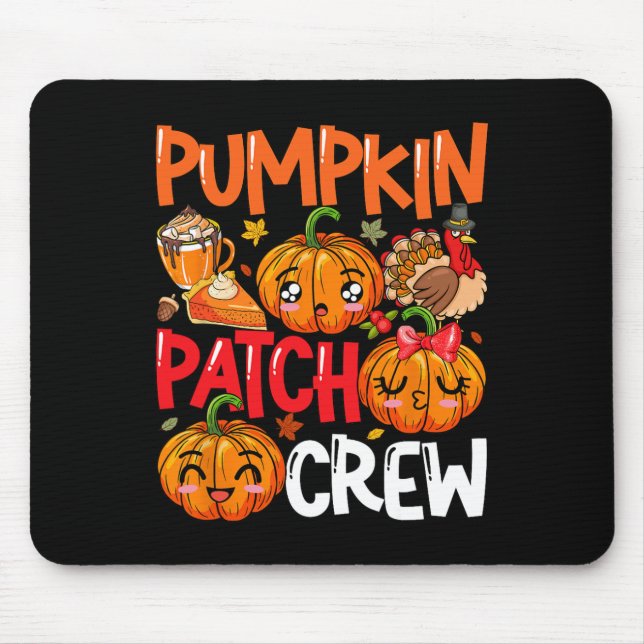 Pumpkin Niedlich Patch Crew Erntedank Fall Türkei  Mousepad (Vorne)