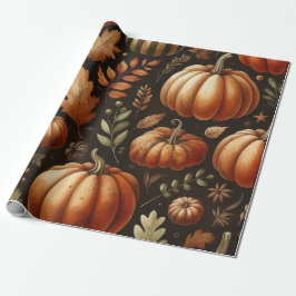 Pumpkin Niedliche Wasserfarben Herbst & Herbst Ern Geschenkpapier