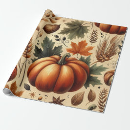Pumpkin Niedliche Wasserfarben Herbst & Herbst Ern Geschenkpapier