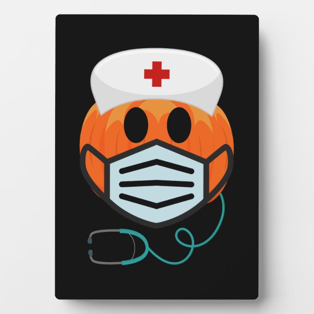 Pumpkin Nurse Funny Beängstigend Halloween Nurenko Fotoplatte (Vorderseite)