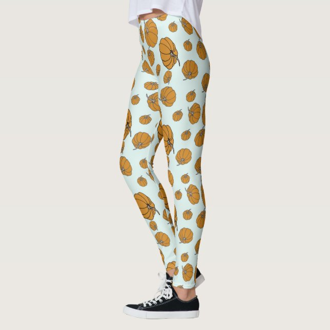 Pumpkin-Oberflächenmuster-Design auf aquarem Hinte Leggings (Links)