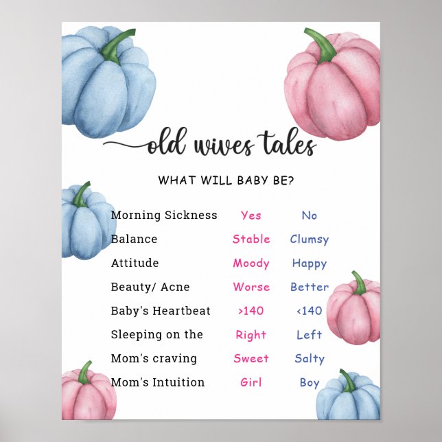 Pumpkin Old Ehefrauen Tales Gender Reveal Board Poster (Vorne)