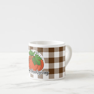 Pumpkin on Brown Kariert - Glückliches Erntedankfe Espressotasse
