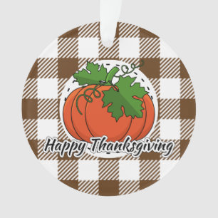 Pumpkin on Brown Kariert - Glückliches Erntedankfe Ornament