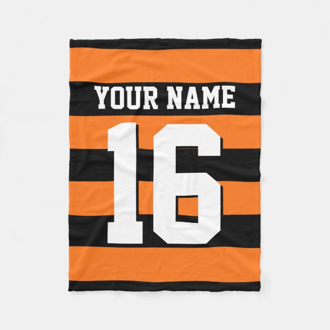 Pumpkin Orange Black Team Jersey Preppy Strip Fleecedecke (Vorderseite)