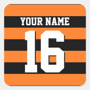 Pumpkin Orange Black Team Jersey Preppy Strip Quadratischer Aufkleber