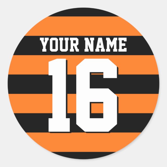 Pumpkin Orange Black Team Jersey Preppy Strip Runder Aufkleber (Vorderseite)