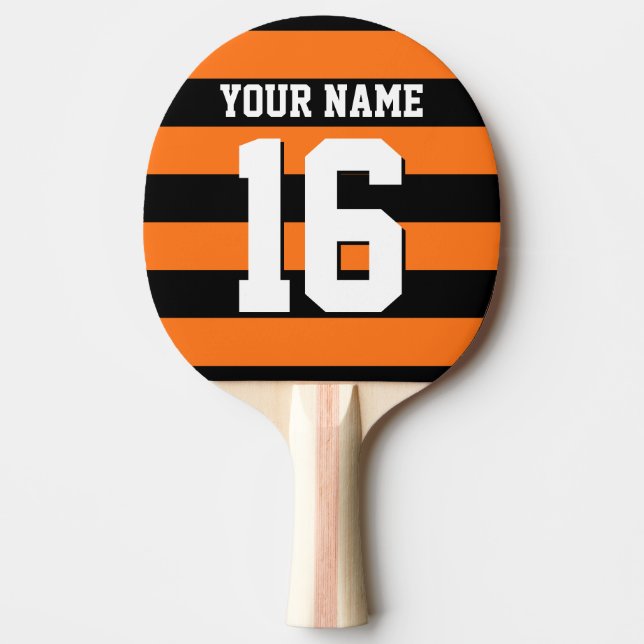 Pumpkin Orange Black Team Jersey Preppy Strip Tischtennis Schläger (Vorderseite)