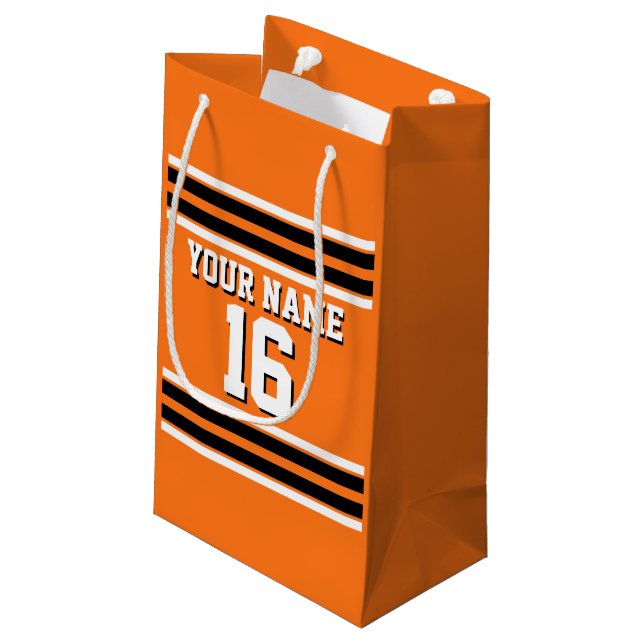Pumpkin Orange Blk Team Jersey Name Kleine Geschenktüte (Rückseite Schrägansicht)