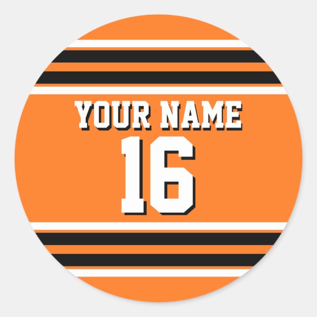Pumpkin Orange Blk Team Jersey Name Runder Aufkleber (Vorderseite)