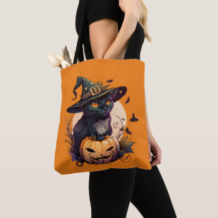Pumpkin Orange Cat Lovers Halloween Black Cat Tasche