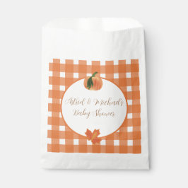 Pumpkin Orange Gingham Fall Baby Dusche Geschenktütchen