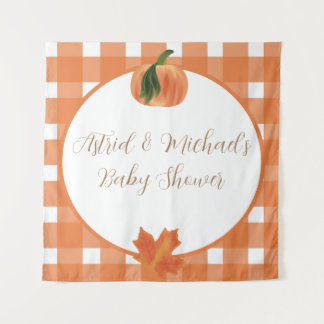 Pumpkin Orange Gingham Fall Baby Dusche Wandteppich