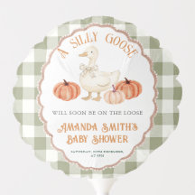 Pumpkin Orange Gingham Goose Baby Showballon