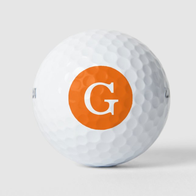 Pumpkin Orange Initial Monogram Golfball (Vorderseite)