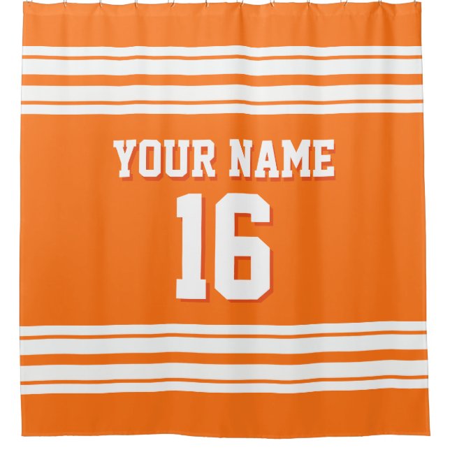 Pumpkin Orange mit White Stripes Sports Jersey Duschvorhang (Vorderseite)