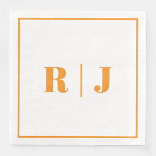 Pumpkin Orange Monogram Herbst Hochzeit 2025 Serviette