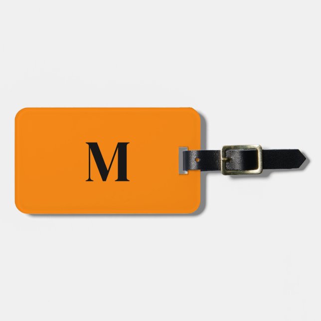 Pumpkin Orange Monogramme Herbstgeschenk Gepäckanhänger (Vorderseite horizontal)