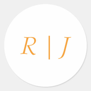 Pumpkin Orange Monogramme Herbsthochzeit Runder Aufkleber