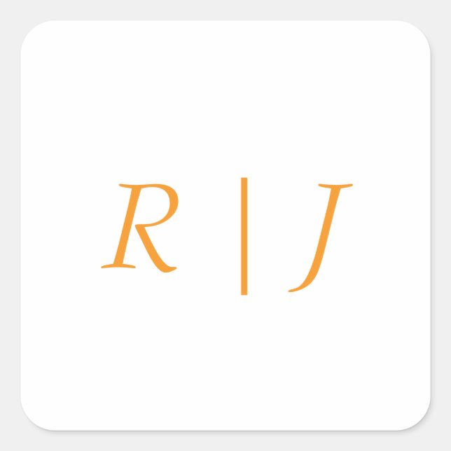 Pumpkin Orange Monograms Fall Autumn Wedding Quadratischer Aufkleber (Vorderseite)
