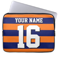 Pumpkin Orange Navy Blue Team Jersey Preppy Strip