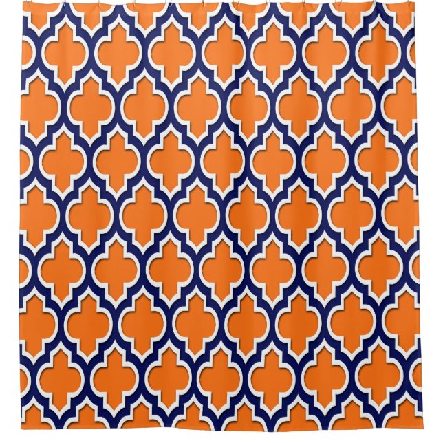 Pumpkin Orange Navy Blue White XL Marokkanisch #4D Duschvorhang (Vorderseite)
